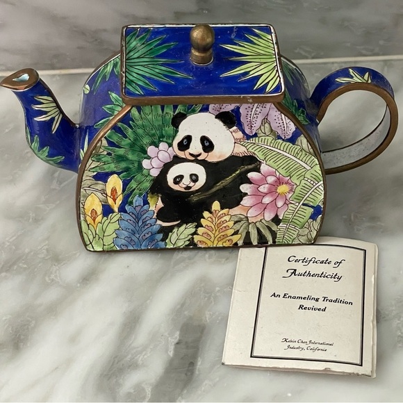 Kelvin Chen Other - Kelvin Chen Mom and Baby Panda Bears Enameled Hinged Miniature Teapot 1999 #1394